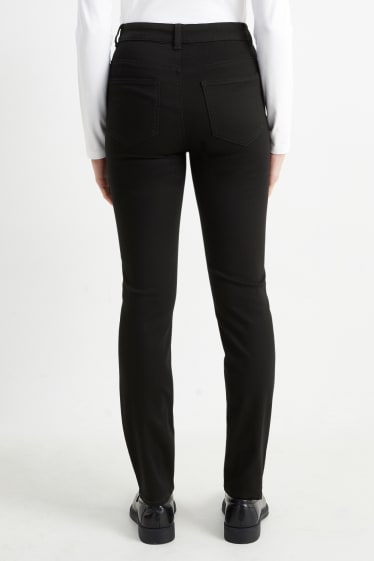 Femmes - Pantalon en toile - high waist - slim fit - noir