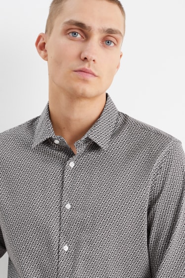 Heren - Business-overhemd - slim fit - kent - gemakkelijk te strijken - zwart / wit