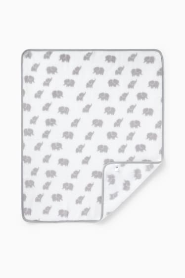 Bebeluși - Elefant - pătură bebeluși - alb / gri