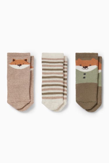 Baby Jungen - Multipack 3er - Fuchs - Erstlings-Socken mit Motiv - dunkelgrün