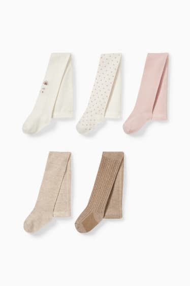 Bébés - Lot de 5 paires - collants bébé - beige