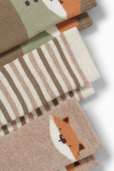 Baby Jungen - Multipack 3er - Fuchs - Erstlings-Socken mit Motiv - dunkelgrün