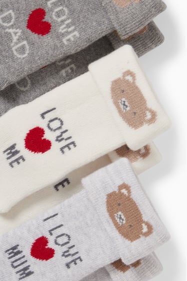 Baby: meisjes - Set van 3 paar - beertjes - newbornsokken met motief - wit