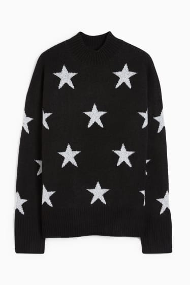 Women - Jumper - stars - black