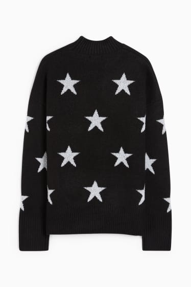 Damen - Pullover - Sterne - schwarz