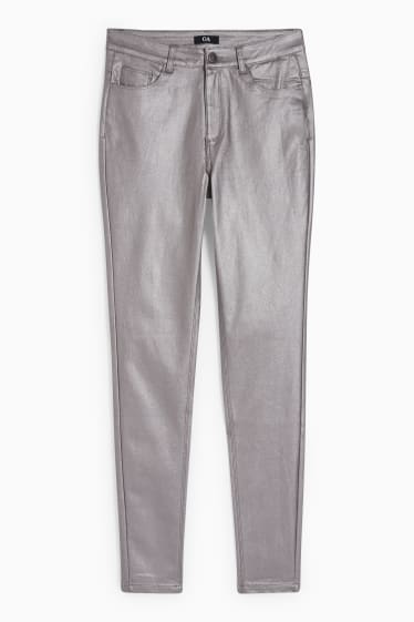 Women - Cloth trousers - high waist - skinny fit - silver