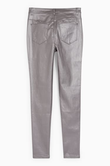 Femei - Pantaloni de stofă - talie înaltă - skinny fit - argintiu