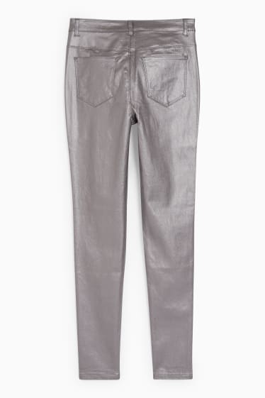 Donna - Pantaloni di stoffa - vita alta - skinny fit - argento