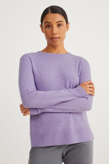 Femmes - Pullover basique - mélange de laine contenant du cachemire - violet clair