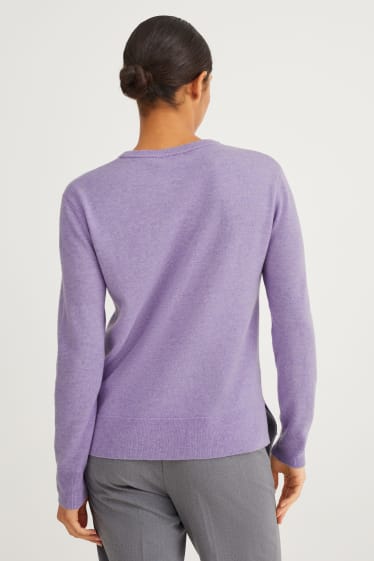 Femmes - Pullover basique - mélange de laine contenant du cachemire - violet clair