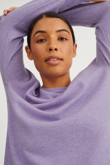 Femmes - Pullover basique - mélange de laine contenant du cachemire - violet clair