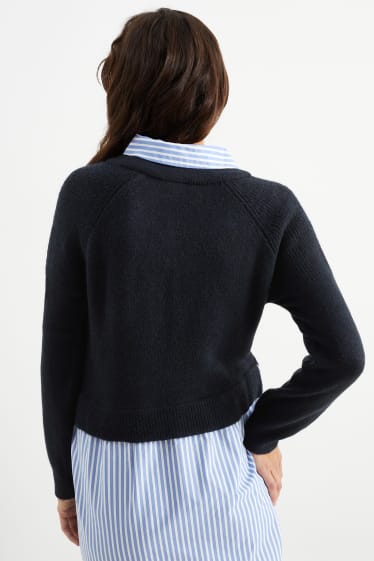Kobiety - Sweter ciążowy - w stylu 2 w 1 - ciemnoniebieski