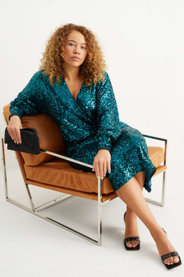 Women - Sequin dress - shiny - turquoise