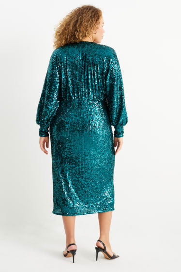 Women - Sequin dress - shiny - turquoise