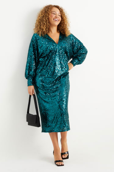 Women - Sequin dress - shiny - turquoise