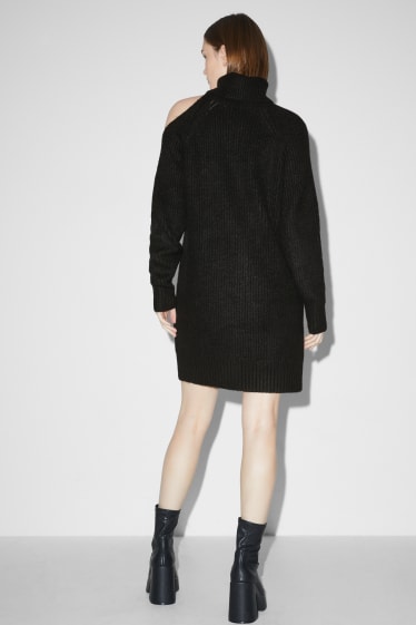 Jóvenes - CLOCKHOUSE - vestido de punto con abertura - negro