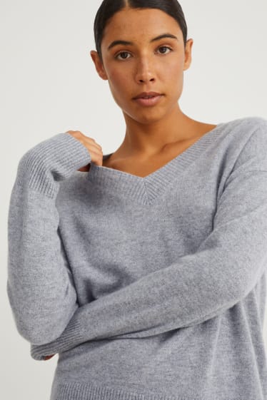 Damen - Kaschmir-Pullover - grau