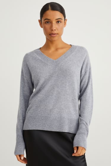 Damen - Kaschmir-Pullover - grau