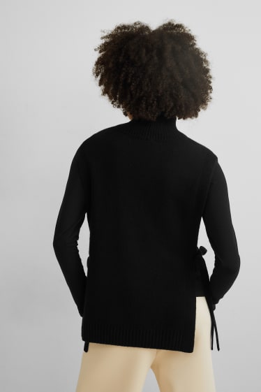 Donna - Poncio con componente di cashmere - nero