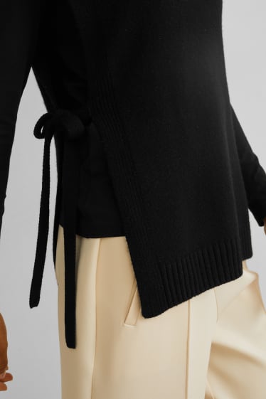 Donna - Poncio con componente di cashmere - nero