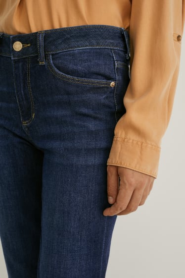 Femei - Straight jeans - talie medie - LYCRA® - denim-albastru închis