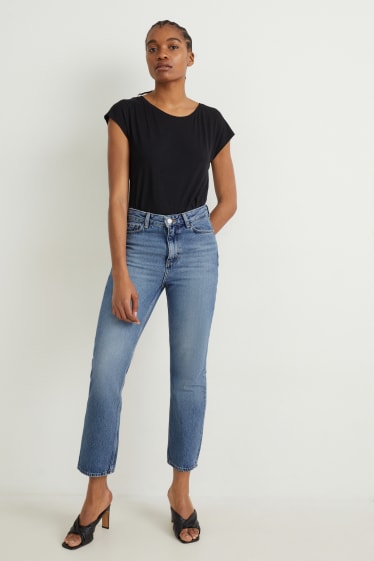 Dames - Straight jeans - high waist - jeansblauw