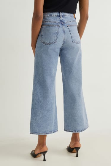Women - Loose fit jeans - high waist - denim-light blue