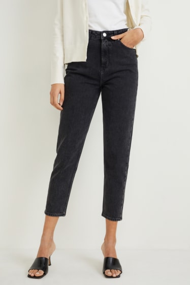 Women - Mom jeans - high waist - LYCRA® - denim-dark gray