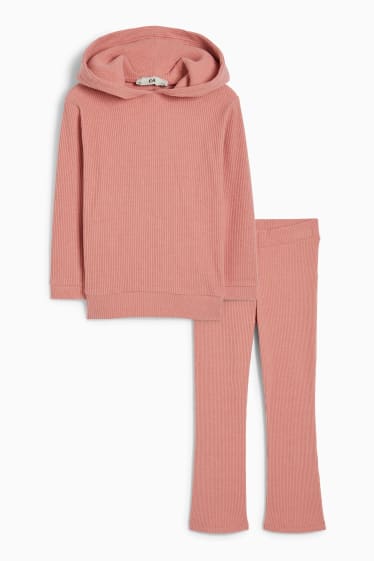Bambini - Set - felpa con cappuccio e pantaloni - 2 pezzi - rosa