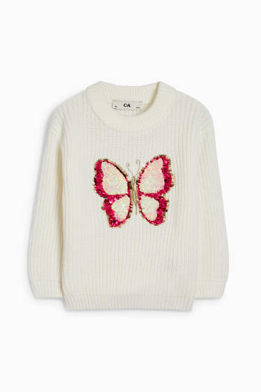Kinder - Schmetterling - Pullover - cremeweiß