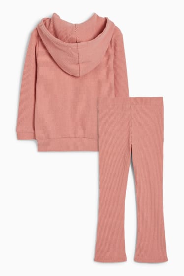Bambini - Set - felpa con cappuccio e pantaloni - 2 pezzi - rosa