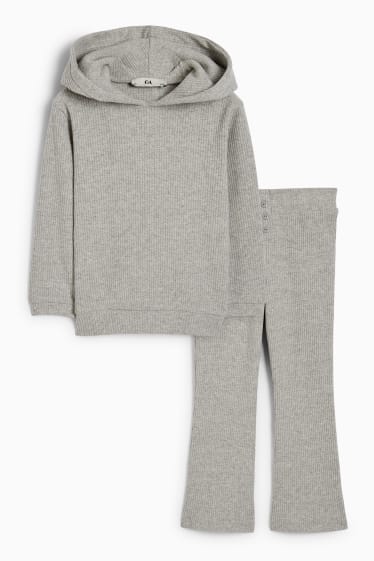 Enfants - Ensemble - sweat à capuche et pantalon - 2 pièces - gris clair chiné