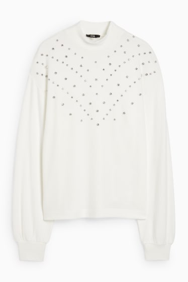 Femmes - Sweat - effet brillant - blanc crème