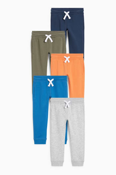 Kinderen - Set van 5 - joggingbroek - blauw / grijs