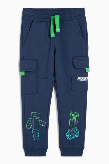 Dětské - Minecraft - cargo teplákové kalhoty - tmavomodrá