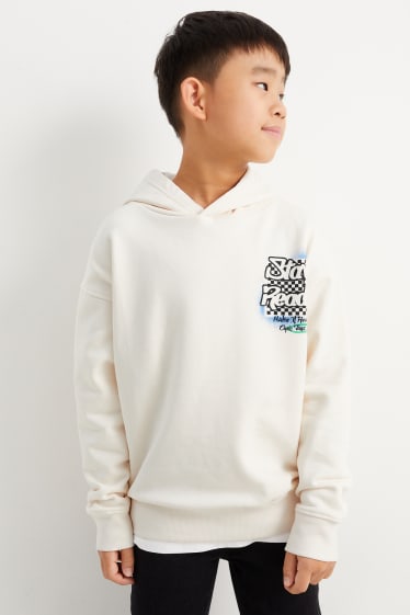 Enfants garçons - Graffiti - sweat à capuche - blanc crème