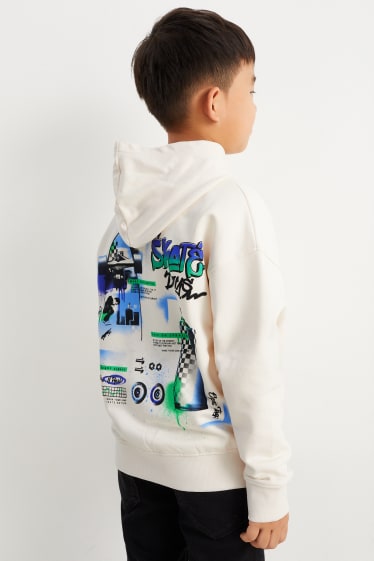 Enfants garçons - Graffiti - sweat à capuche - blanc crème