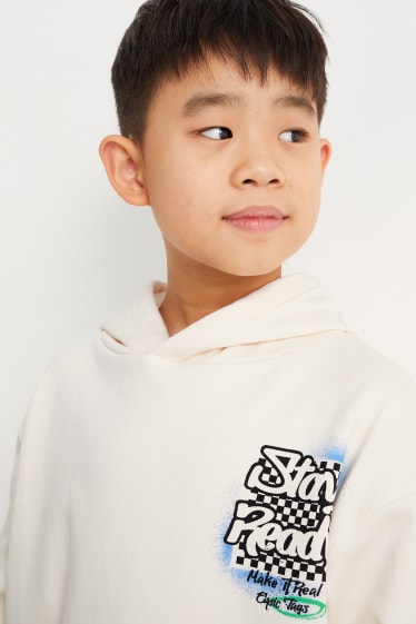 Enfants garçons - Graffiti - sweat à capuche - blanc crème