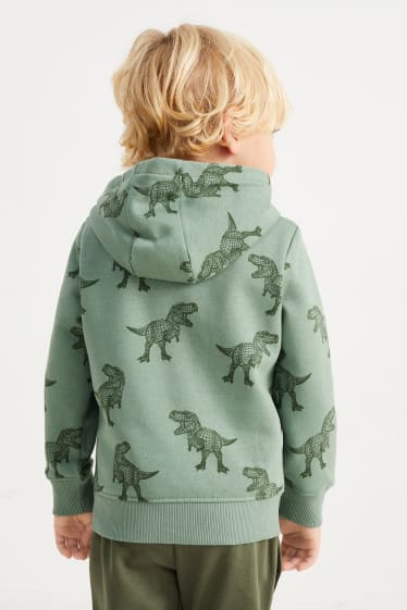 Dětské - Motiv dinosaura - mikina s kapucí - zelená