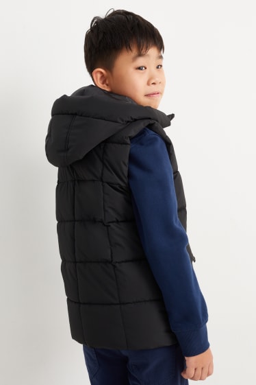 Kinderen - Gewatteerde bodywarmer met capuchon - waterafstotend - zwart