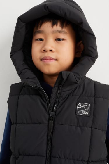 Kinderen - Gewatteerde bodywarmer met capuchon - waterafstotend - zwart