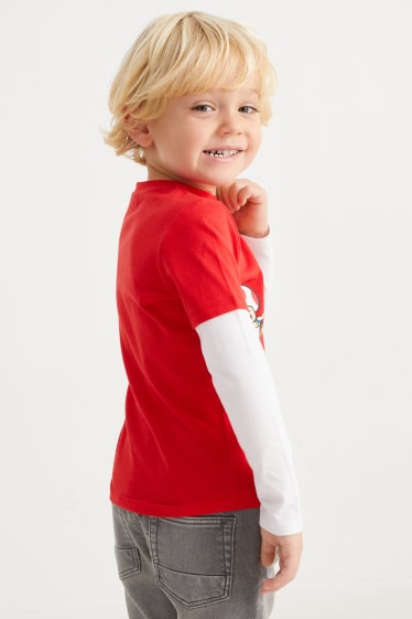Niños - Pack de 2 - Super Mario - camisetas de manga larga - rojo / gris