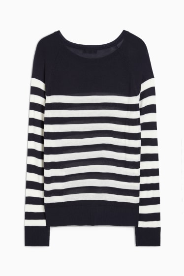 Women - Basic jumper - striped - dark blue