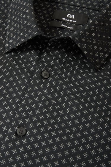 Uomo - Camicia business - regular fit - colletto all'italiana - facile da stirare - nero
