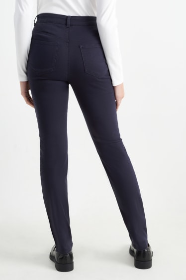 Femmes - Pantalon en toile - high waist - slim fit - bleu foncé