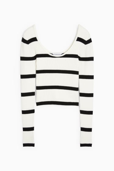 Women - CLOCKHOUSE - cropped jumper - striped - white