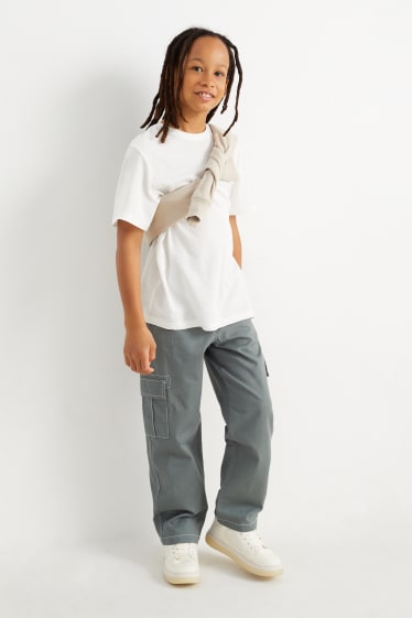 Children - Cargo jeans - thermal jeans - green