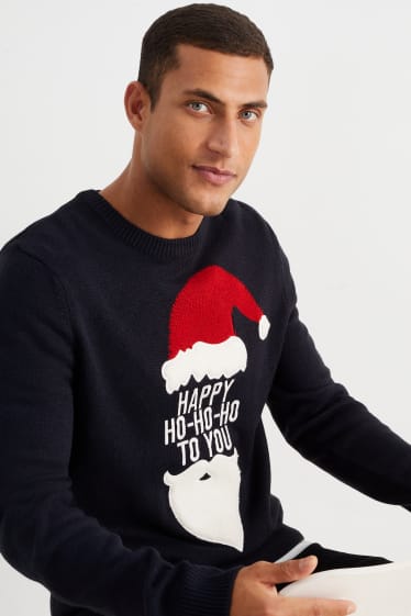 Men - Christmas jumper - Father Christmas - dark blue