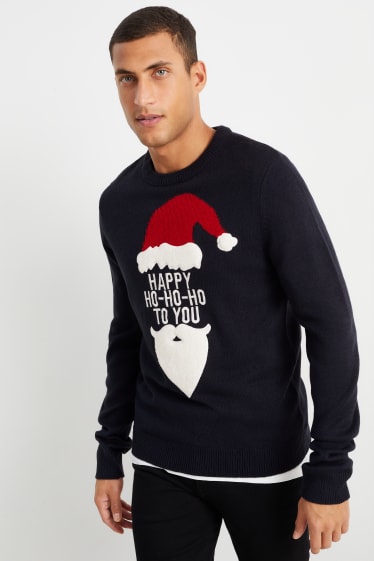 Men - Christmas jumper - Father Christmas - dark blue