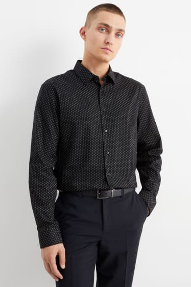 Men - Business shirt - regular fit - Kent collar - easy-iron - black